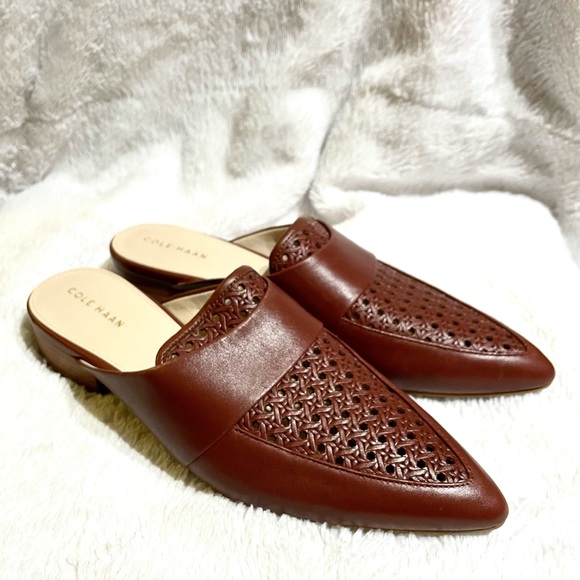 Cole Haan Marlee Cherry Mahogany Weave Mules - Picture 9 of 12